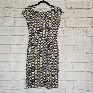 Boden Short Sleeve Geometric Patterned Dress Womens US 4R UK 8R Casual Stretch